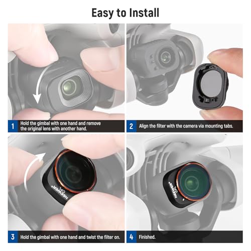 The NEEWER FL-B13 CPL filter for DJI Mini 4 Pro features a lightweight frame and secure attachment for stable aerial videography.