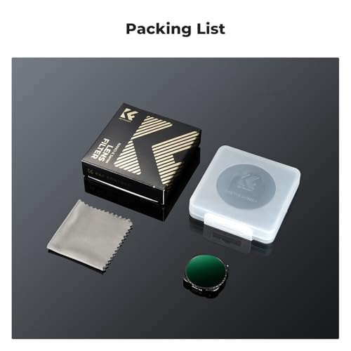 Technical specifications of the K&F Concept variable ND filter, highlighting compatibility with GoPro Hero 13, 11, and 10 Black for precise light control.