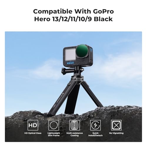 Detail of the K&F Concept variable gopro nd filter featuring HD optical multicoated glass for superior light reduction and exposure control.
