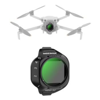 NEEWER variable neutral density filter designed exclusively for DJI Mini 5 Pro drone camera lens.
