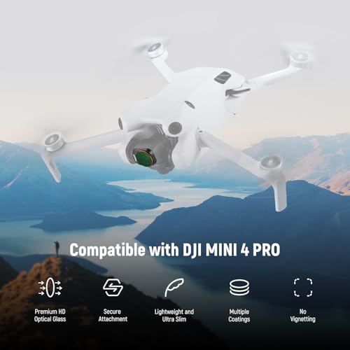 Detail view of the NEEWER CPL filter for DJI Mini 4 Pro, featuring rotatable HD optical glass for precise polarization and reflection control.