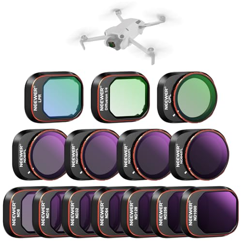 Neewer CPL filter for DJI Mini 4 Pro drone ensures secure attachment and stable flight with its lightweight, precision-fit design.