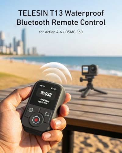 TELESIN T13 Bluetooth Remote for DJI Osmo Action 6/5 Pro/4 & Osmo 360, HD Color Screen Wireless Camera Remote, 60m Long Range, Waterproof, 8H Battery, Photo Video Time-Lapse Control
