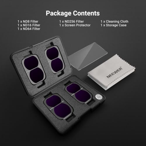NEEWER ND Filter Set Compatible with DJI Osmo Pocket 4P Only, ND8 + ND16 + ND32 + ND64 HD Neutral Density Gimbal Action Camera Lens Filter Screen Protector Photography Accessories Kit