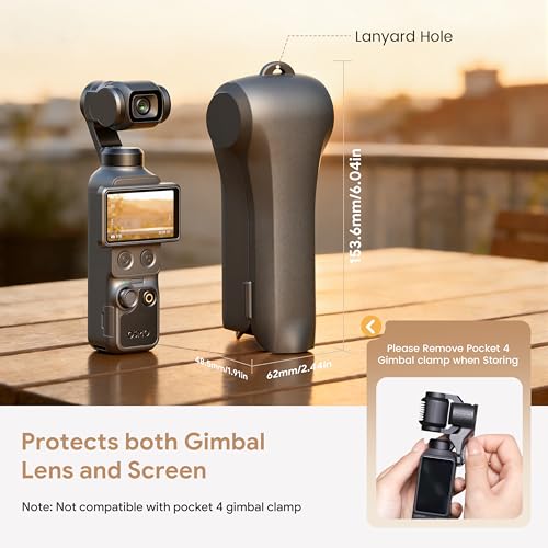 Protective Case for DJI Osmo Pocket 4/Pocket 3 Gimbal & Screen Protection | ABS Hard Shell Impact-resistant, Storage 3 Filter (CPL/ND/Wide Angle Lens), Silicone-like Texture, Portable Travel Cover
