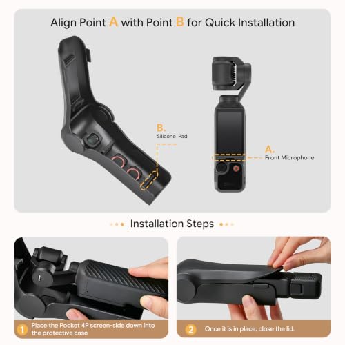 Protective Case for DJI Osmo Pocket 4/Pocket 3 Gimbal & Screen Protection | ABS Hard Shell Impact-resistant, Storage 3 Filter (CPL/ND/Wide Angle Lens), Silicone-like Texture, Portable Travel Cover