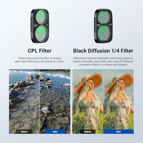 NEEWER Clarity+ ND/CPL/Effect Filter Compatible with DJI Osmo Pocket 4P | HD Optical, Variable ND Neutral Density ND2-32, Circular Polarizer Black Diffusion 1/4 Filter for Mist Cinematic Effect Metal