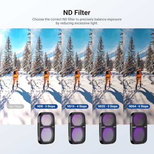 NEEWER ND Filter Set Compatible with DJI Osmo Pocket 4P Only, ND8 + ND16 + ND32 + ND64 HD Neutral Density Gimbal Action Camera Lens Filter Screen Protector Photography Accessories Kit