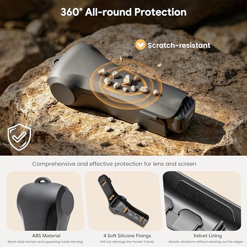 Protective Case for DJI Osmo Pocket 4/Pocket 3 Gimbal & Screen Protection | ABS Hard Shell Impact-resistant, Storage 3 Filter (CPL/ND/Wide Angle Lens), Silicone-like Texture, Portable Travel Cover