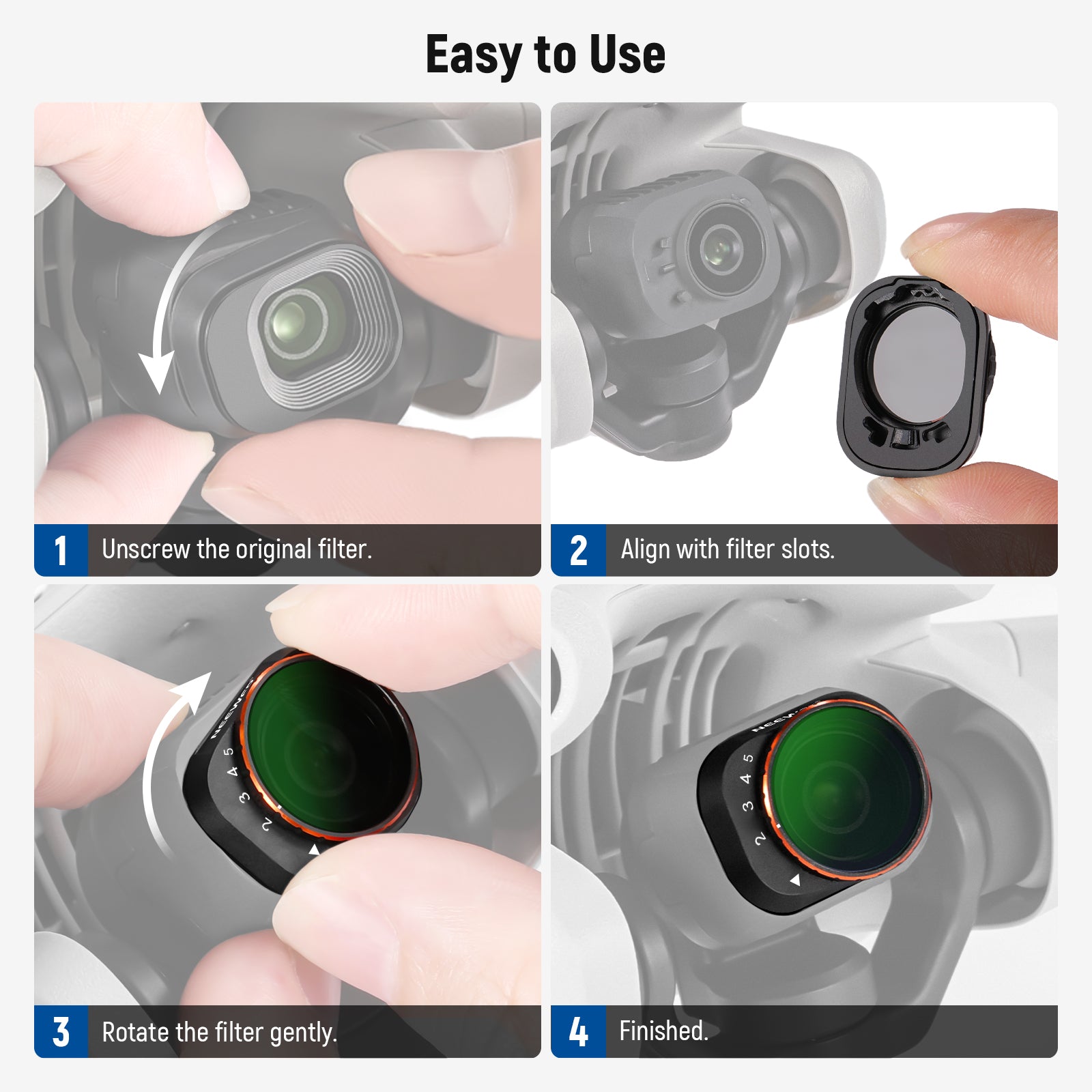 NEEWER Variable ND Filter Set For DJI Mini 4 Pro (2-32+64-512)