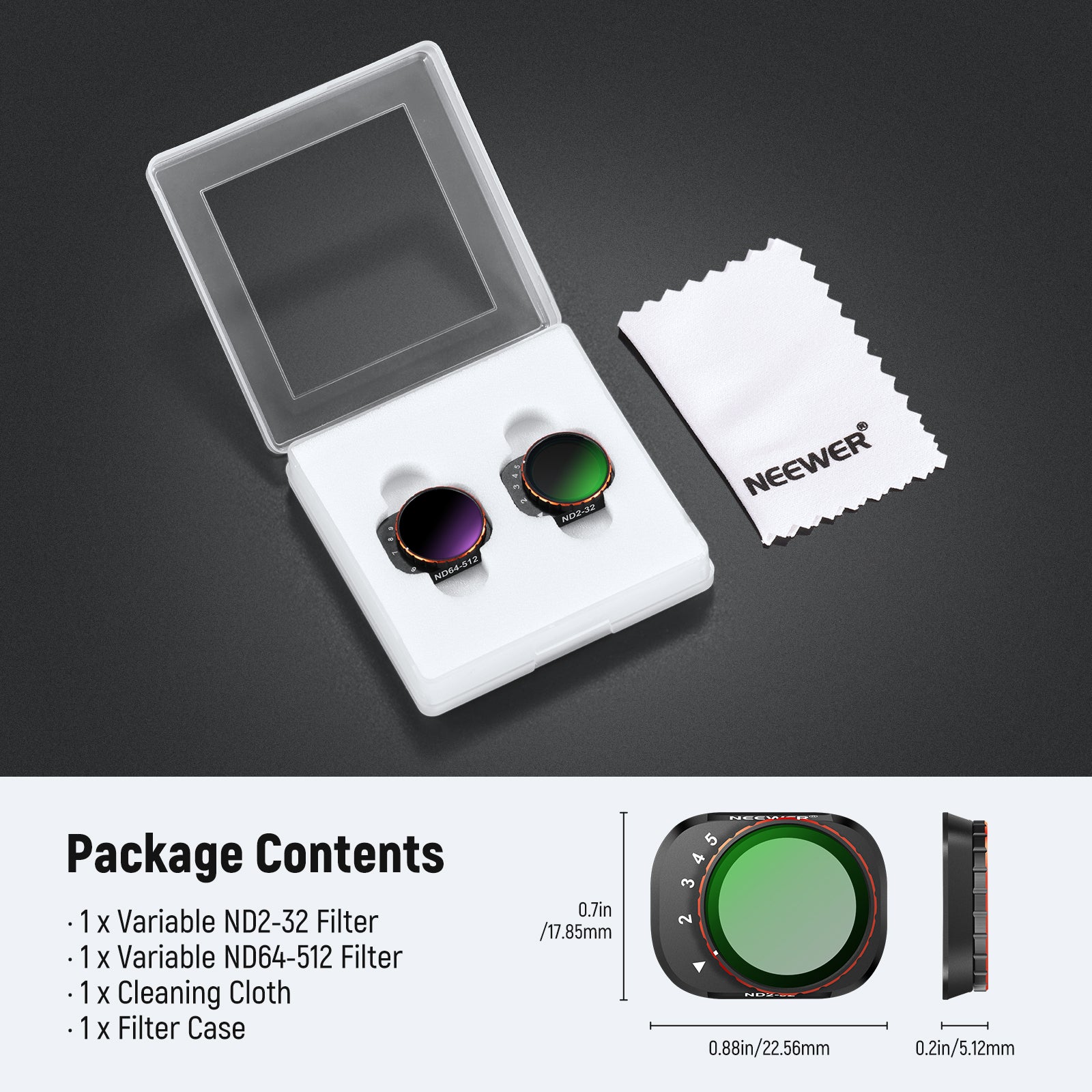 NEEWER Variable ND Filter Set For DJI Mini 4 Pro (2-32+64-512)