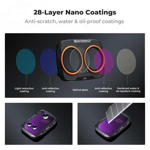 4-Pack CPL+ND16+ND64+ND256 Filter Set Compatible with DJI Osmo Pocket 4P/Xtra Muse2 Pro - K&F CONCEPT