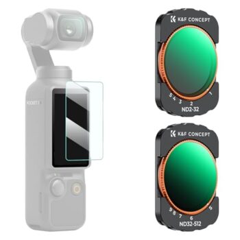 K&F Concept Adjustable Magnetic ND Filters Set for DJI Osmo Pocket 3, Variable ND2-32 & ND32-512, Optical Glass