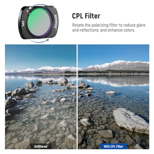 Achieve glare-free cinematic video and vibrant colors with NEEWER magnetic CPL filter for DJI Osmo Pocket 3 in bright outdoor settings.